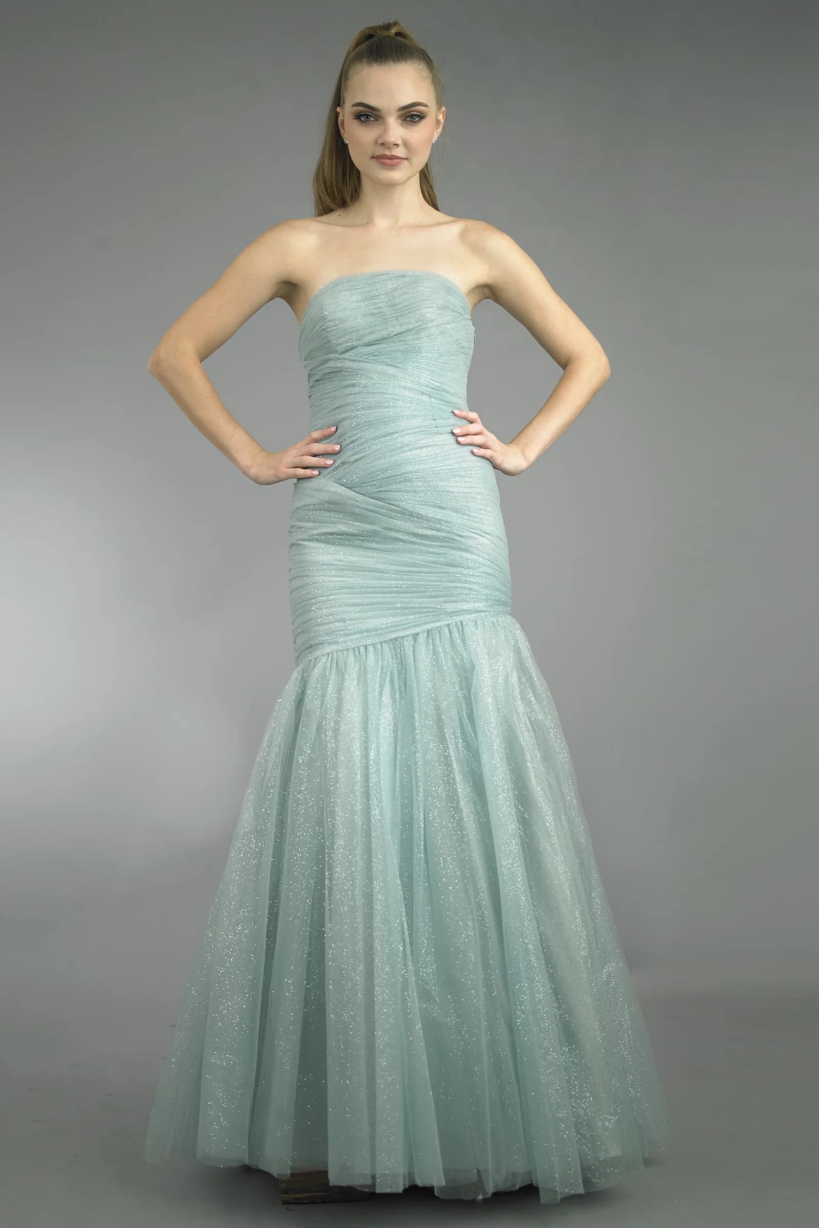 Glitter Mermaid Strapless Gown